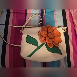 Floral White and Orange Women's Bag